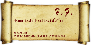 Hemrich Felicián névjegykártya